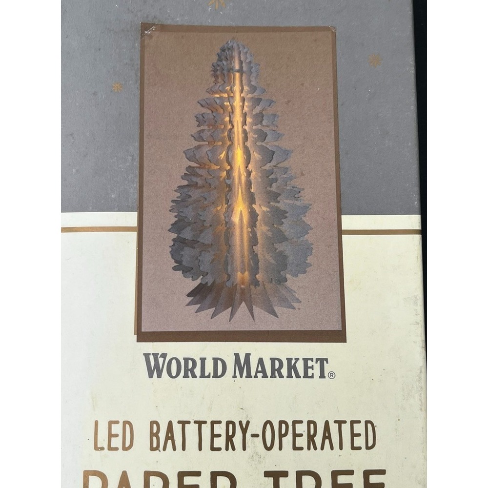Neutral LED Battery Paper Tree 12" Christmas Holiday Festive Table Decoration